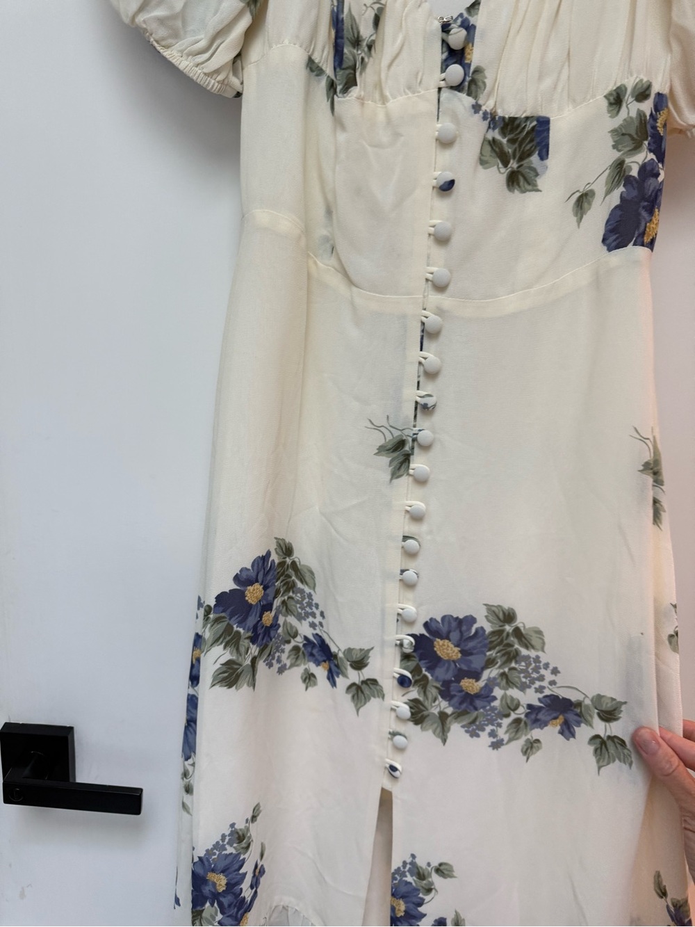 Reformation Parke Midi Dress Roquefort Floral Ivory Size 4 - Picture 11 of 13
